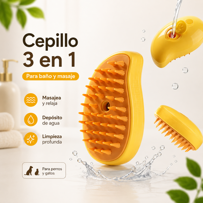 Cepillo 3 en 1 con vapor para mascotas